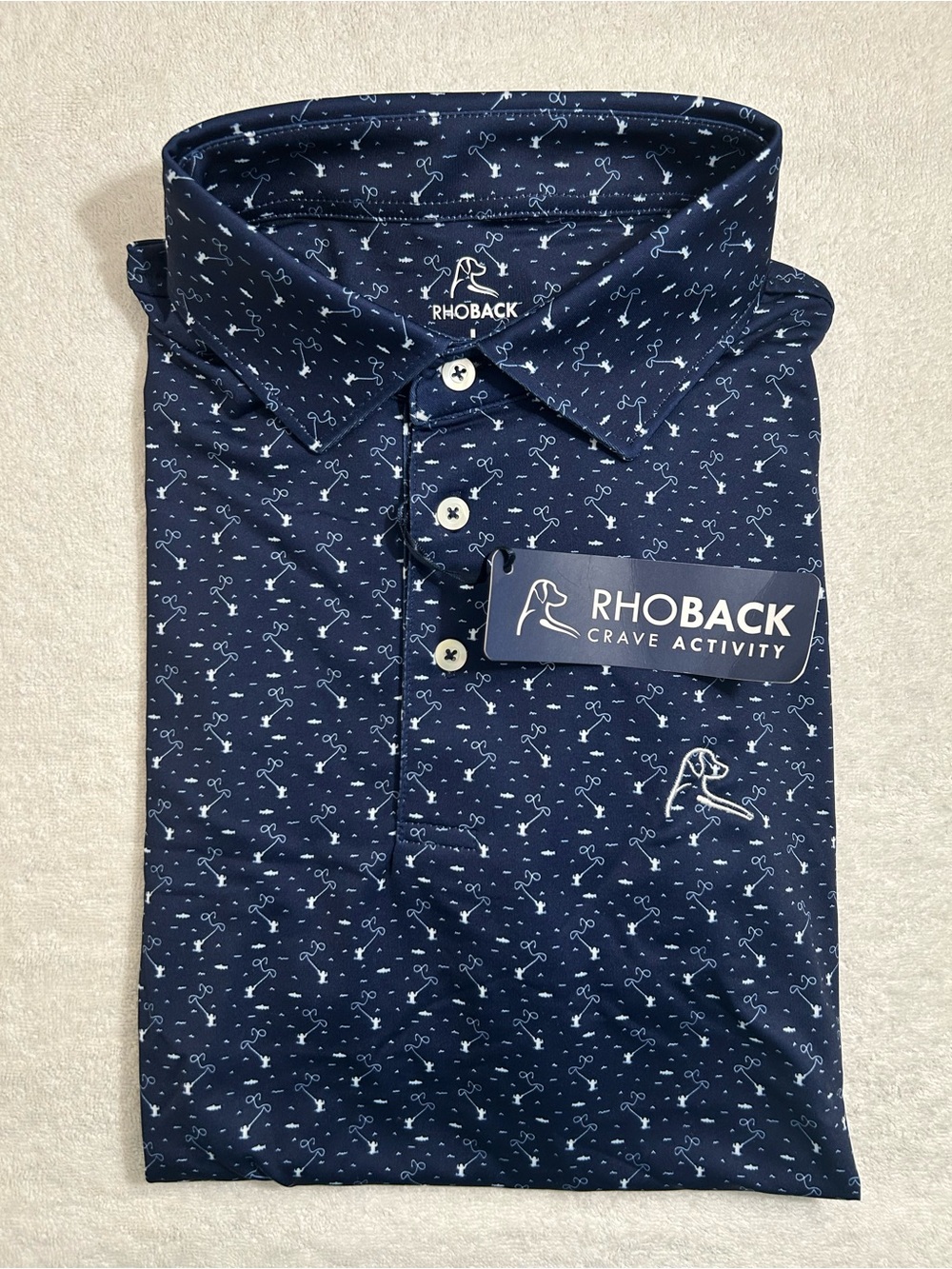 Rhoback NWT The Fly Fisher Short Sleeve Polo Shirt Large